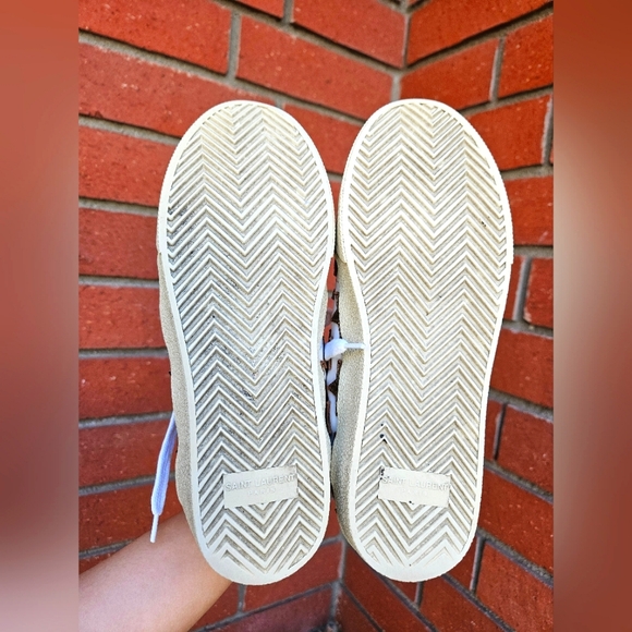 Saint Laurent Paris White/Gold Leather Star Alpha Low Top Sneakers Size 38 - Picture 9 of 10